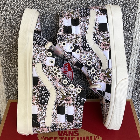 Vans Sk8-Hi Patchwork Floral Multi Marshmallow Pink MENS - Picture 12 of 16